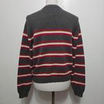 American Eagle Gray Retro Stripe Cardigan M Heritage Y2K Academia Preppy Photo 4