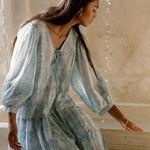 Daughters of India Jasmine Sea Mist Blue Bohemian Long Sleeve Dress 3X Cottage Photo 1