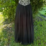 Jessica McClintock Vintage Black Formal Embroidered Halter Evening Gown Size 6 Photo 2