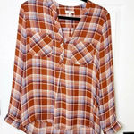 Joie  Nelia Terracotta Rose Plaid‎ 100% Silk Blouse Size XS Photo 0