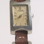 Fossil ES1117 Rectangle Gold Tone Face Brown Leather Link Watch Women Photo 0