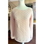 Loft Pink Open Weave Pink Sweater Size S NWOT Long Sleeve Cotton Blend Photo 1