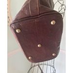 Leather Barrel Shoulder/Crossbody Bag Brown Leather Brass Hardware Boho Photo 4