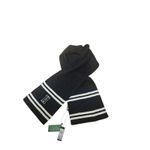Tommy Hilfiger Black White Striped Knit Scarf With H Logo Photo 5