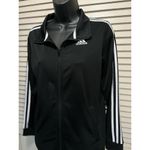 Adidas Black Zip Up Athletic Jacket Size Large (14-16) Pockets Logo 3 Stripe Photo 1