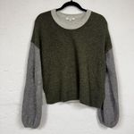 Madewell Green & Tan Merino Wool & Alpaca Blend Sweater Womens S Balloon Sleeve Photo 0