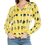 CAbi Yellow Black Tie Dye Atomic Lightweight Sweatshirt Bright Colorful Spring Photo 0