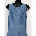 Beige By ECI Sleeveless Embroidered With Fringe Chambray Denim Dress Blue Small Photo 4