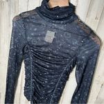 Free People  Intimately Under It All Mesh Printed Bodysuit Navy Combo Womens S Photo 1