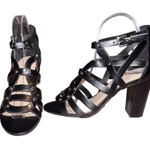 Marc Fisher Womens Lusa Caged City Sandals Black Ankle Strap Size 6M EUC Photo 0