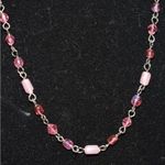 Victorian Style Shades Of Pink Silver Tone Link Chain Choker Necklace Like New Photo 1