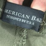 American Bazi Cotton Stretch Skinny Overalls Olive Green 7 Pocket Womens Small Photo 13