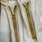 Free People  Women’s Size XS White Gold Zipper Cuff Thermal Crewneck Top Shirt Photo 7