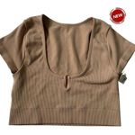 Aerie Beige Stretch Real Soft Crop Tank Top Women Size Medium NWT | 20-2 Photo 0