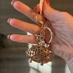 Rhinestone crystal flying pig bag charm key ring Purple Photo 2