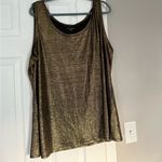 Eileen Fisher 100% Organic Linen Metallic Gold Olive Shimmer Top Holidays Glam Photo 5