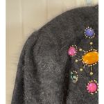 Vintage Shannon Cardigan Angora Lambswool Black Gold Bejeweled Grannycore Soft M Size M Photo 2