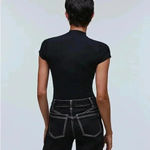 Madewell  Mockneck Thong Bodysuit, True Black, Size Medium Photo 1