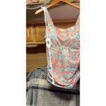 Isaac Mizrahi Live Bridgehampton Paisley Tankini Top Ruched Ruffle Size 20W Orange Photo 7