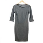 Theory  Stretch Wool Boatneck Fitted Sheath Charcoal Gray 3/4 Sleeve Dress Size 2 Photo 2