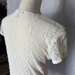 Rafaella Vintage Ivory White V-neck Short-sleeve Lace Top Stretch Fitted Y2K Photo 3