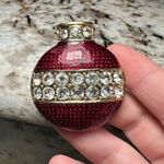 Eisenberg ICE Red Enamel Rhinestone Christmas Ornament Holiday Brooch Pin Gold Photo 2