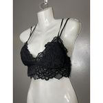 SO  Bralette Bra Womens Medium Black Lace Longline Wireless Strappy Crossback Top Photo 2