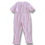 Madewell  Linen Blend Button Front Jumpsuit Pink Short Sleeve Pockets Women’s XL Photo 6