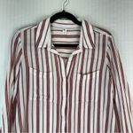 BP B.P. White Red Stripes Viscose Button Up Shirt Junior Size Large Nautical Prep Photo 3
