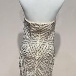 Temperance Dress M Beaded Sequin Strapless Cream Y2K Pom Bride Wedding Cocktail Tan Size M Photo 1