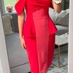 Marchesa Notte Off The Shoulder Peplum Midi Dress Size 0 Photo 0