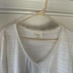 Deletta Anthropology  White Flowy Long Sleeve V-neck Photo 4