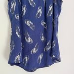 White House | Black Market Silk Sleeveless Feather Jacquard Top Blue Silver Small Photo 8