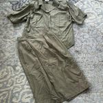 Vintage Georgiou Silk Two Piece Skirt Set Olive Green Large Photo 0