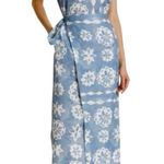 Rebecca Taylor Linen Paper Fleur Whisper Midi Dress Blue Size XS Photo 2