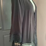 Xhilaration Witchy Boho Thin Black Lace Eyelet Trim Cardigan Photo 1