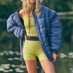 Free People NWT Midnight Moon Bomber Jacket Coat in Rainbow Blue Photo 0