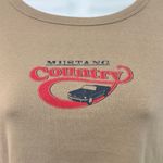 Cotton On  Ford Mustang Country Tan Brown Long Sleeve Lettuce Hem Crop Tee size M Photo 6