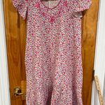 Lilia’s Collection Floral Nightgown Pink Purple Embroidered Lounge Dress White Size M Photo 0