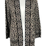 Ruby Rd Fringe Black Brown Abstract Animal Print Cardigan Sweater Size XL Photo 0