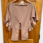 IRO Paris Ruffle Sleeve Asymmetrical Blouse FR 34 XS Dusty Blush Mauve Top Photo 0