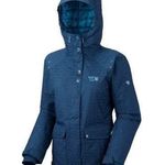 Mountain Hardwear  Miss Snow it All Blue hooded winter Ski Jacket DryQ gaiter med Photo 0