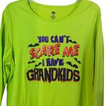 Halloween " You Can't Scare Me" Grandma Glitter Cotton Top Size XL Green Photo 1