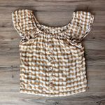 Matilda Jane  Annabelle Gingham Yellow Off Shoulder Top Womens Large Photo 1