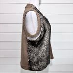Ann Taylor Vest Women Brown Faux Fur Open Front Knit Size L P Photo 3