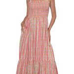 Ophelia & Indigo Mia Dress Smocked Floral Pink Maxi Dress with Bow Straps Sz XS Photo 11