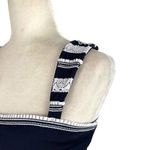 Becca Women's Size Small Floral Embroidered Crochet Strap Navy Tankini Swim Top Photo 3