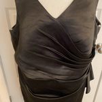 JJ's House J.J’s House| Black  Sheath V-Neck Knee-Length Satin Dress with crystal brooch. Photo 2