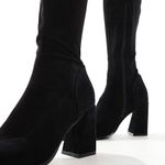 ASOS  Keely Black Faux Suede Block Heel Over The Knee Boots Photo 2
