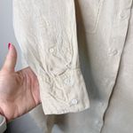 ZARA Women's Safari Shirt Size Small Linen Oversized Tan Long Sleeve Button Up Photo 4